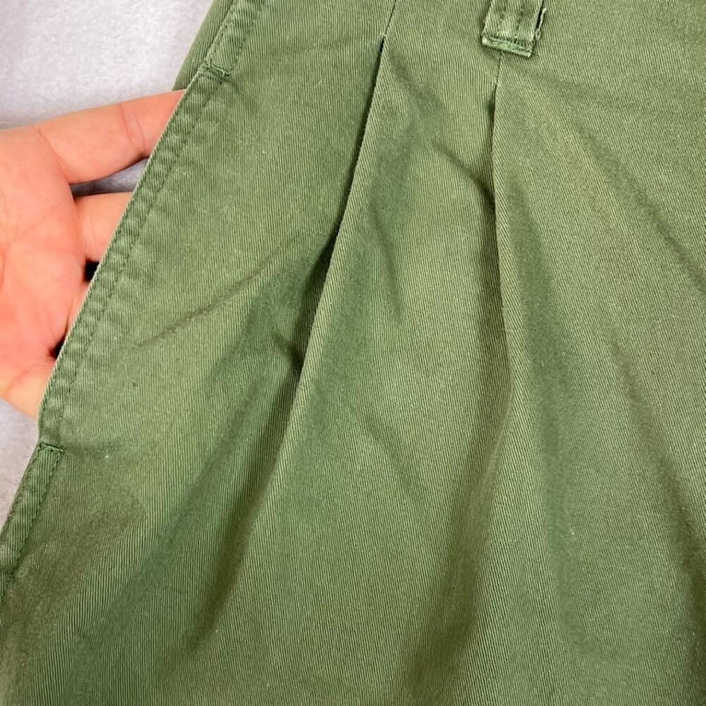 Nano & Co Pants Women's Size 38 Green Pleated Front Wide Leg Slash Pocket Chino - Picture 4 of 10